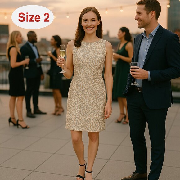 J. Crew Women's Dress Basketweave Leopard Sheath Dress Size 2 #BH - Picture 1 of 9